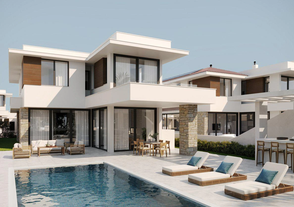 Закрытый комплекс вилл с бассейнами рядом с пляжами, Пила, Кипр Закрытый комплекс вилл с бассейнами рядом с пляжами, Пила, Кипр