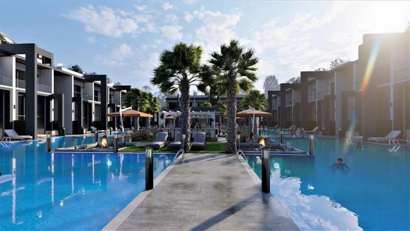 Новая резиденция премиум класса с бассейнами и пляжным клубом в 500 метрах от моря, Искеле, Северный Кипр