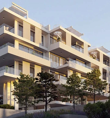 Малоэтажный жилой комплекс с бассейном и тренажёрным залом, с видом на море и город, Пантеа, Лимассол, Кипр