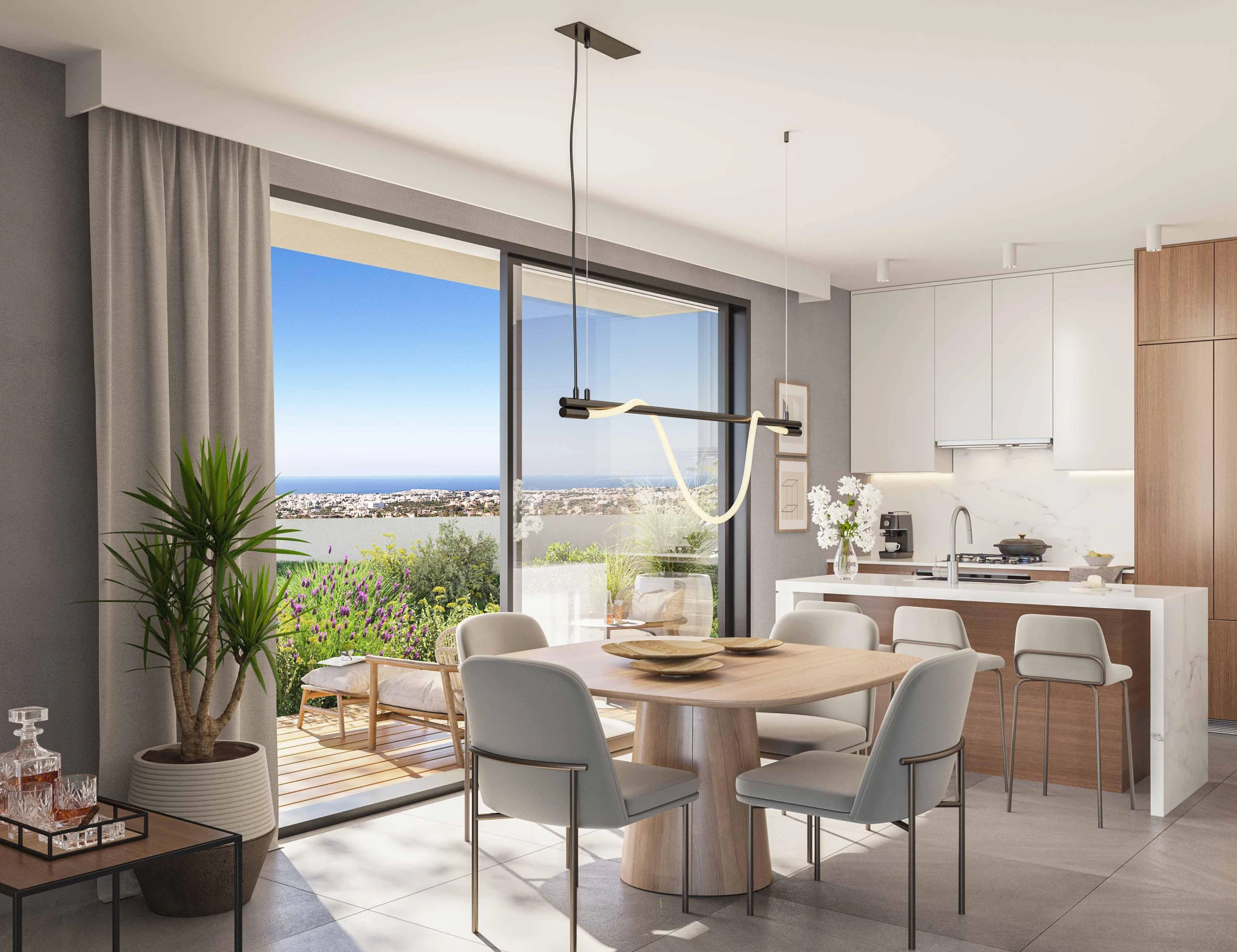 Жилой комплекс с панорамным видом на море недалеко от центра Пафоса, Кония, Кипр