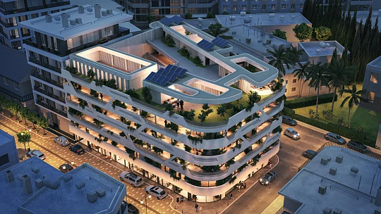 Жилой комплекс в центре города, с магазинами и садом на крыше, Ларнака, Кипр