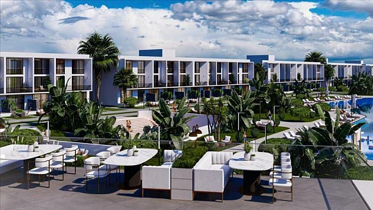 Новая резиденция премиум класса с бассейнами, спа-центром и детским клубом в 600 метрах от моря, Боаз, Северный Кипр
