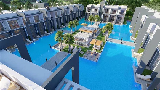 Новая резиденция премиум класса с бассейнами и пляжным клубом в 500 метрах от моря, Искеле, Северный Кипр